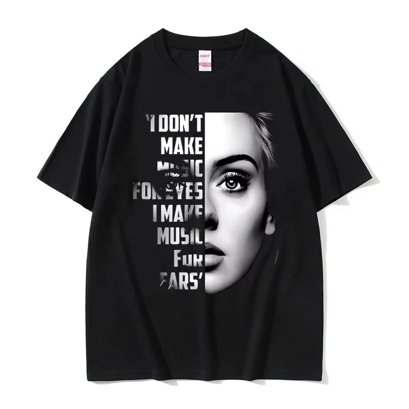 أفضل المغني الشهير Adele الوجه الجرافيك تي شيرت الرجال النساء الملابس موضة الطباعة موسيقى البوب تي شيرت الترفيه تيز المشجعين هدية