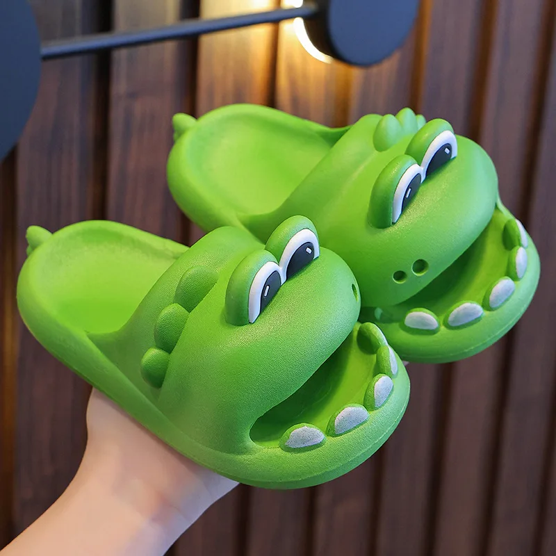 

New Summer Children Slippers Cute Cartoon Dinosaur Toe Wrapping Sandals For Boys Girl Toddler Flip Flops Non-Slip Home Kids Shoe