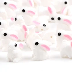 1.1x1.6cm 5pcs White Animal Cartoon Cute Bunny Acrylic Beads For Jewelry Making DIY Pendant Necklace Bracelet Accessories