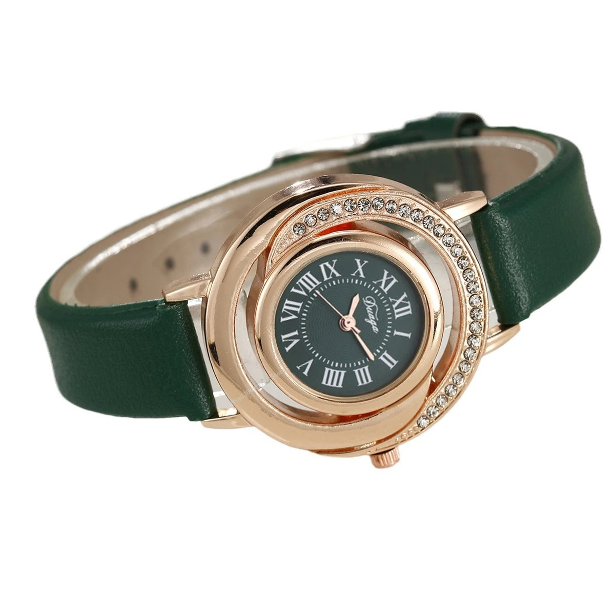 Набор из 4 предметов, роскошные часы из розового золота, женские ожерелья, серьги со стразами, модные наручные часы, повседневный женский браслет 시계 (без коробки)