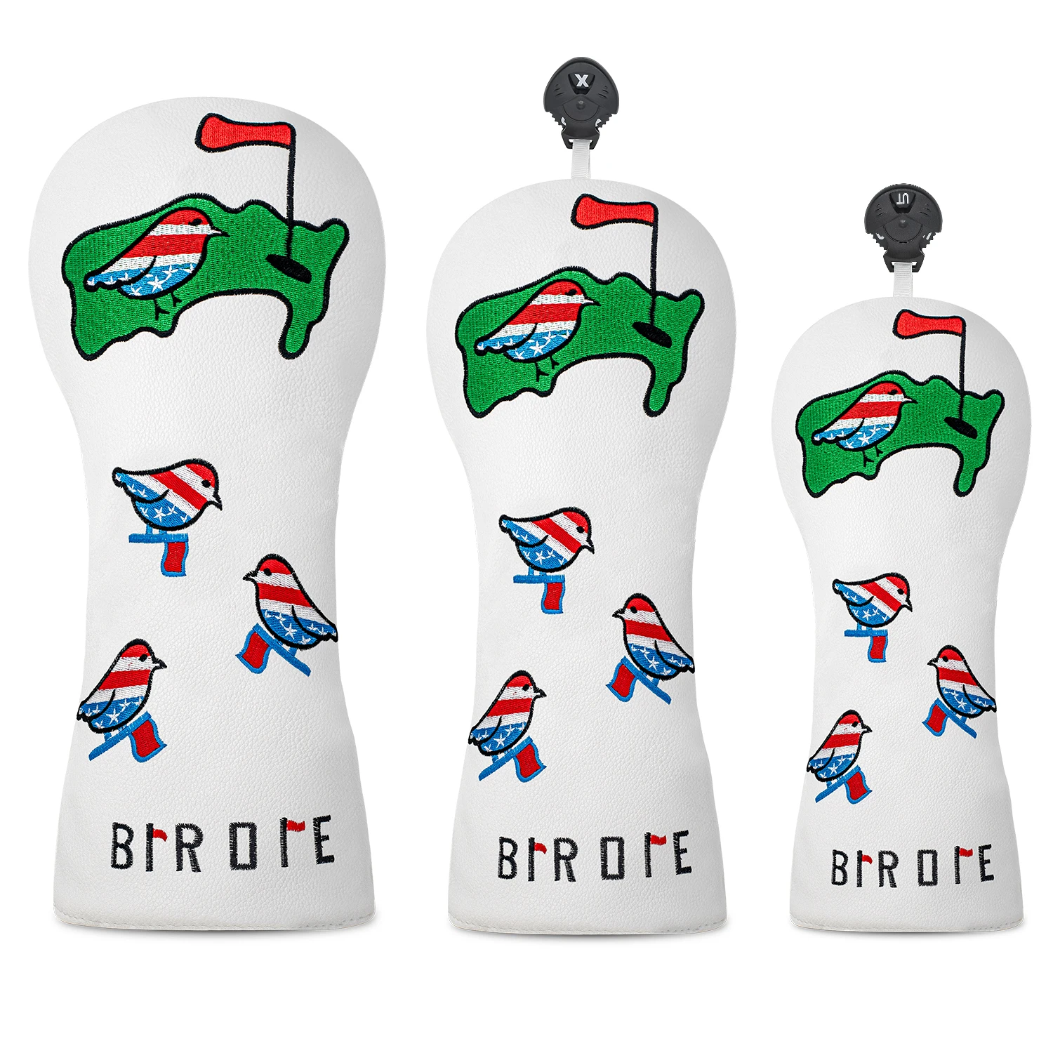 1PC/3PCS Vivid Colorful Bird Pattern Printed Golf Club Head Covers, Compatible with Driver Fairway Hybrid Golf Wood Clubs