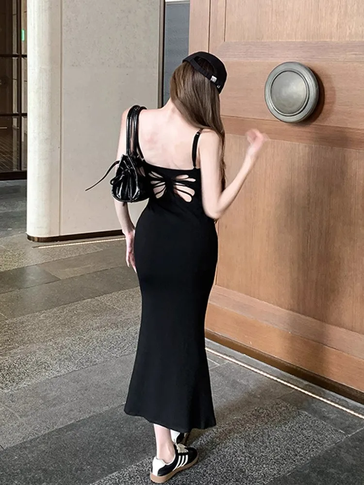 Vestidos sem mangas vestido feminino para convidados do casamento verão tule em camadas apliques oco bordado cintura elástica doce y2k