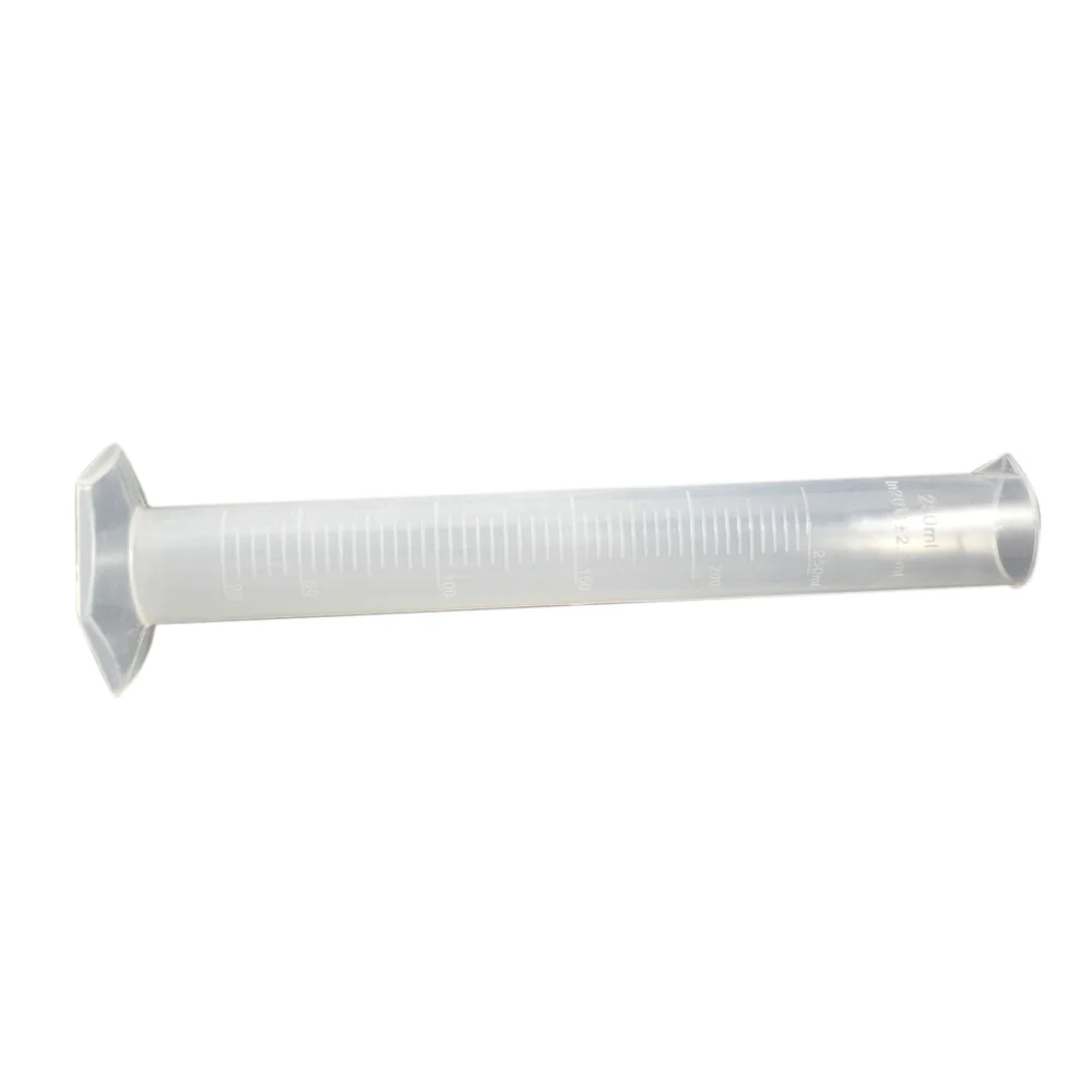 250mL Clear White Plastic Liquid Measurement Graduated Cylinder for Lab Set