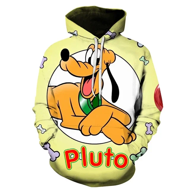 

3D Cartoon Disney Pluto Mickey Men Women Hoodie Kid Casual Streetwear Long Sleeves Sweatshirt Boy Girl Autumn Tops Coat Pullover