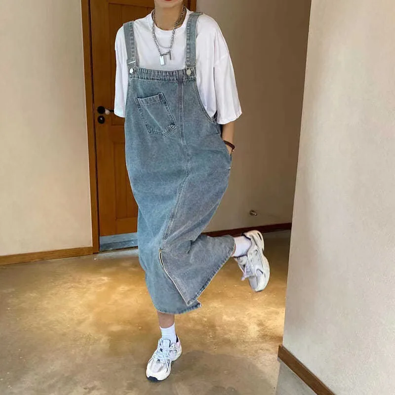 

Basic Model Casual Denim Dress Women’s Spaghetti Strap Sleeveless Denim Loose Dress 2025 Spring Summer Fashion Casual Streetwear