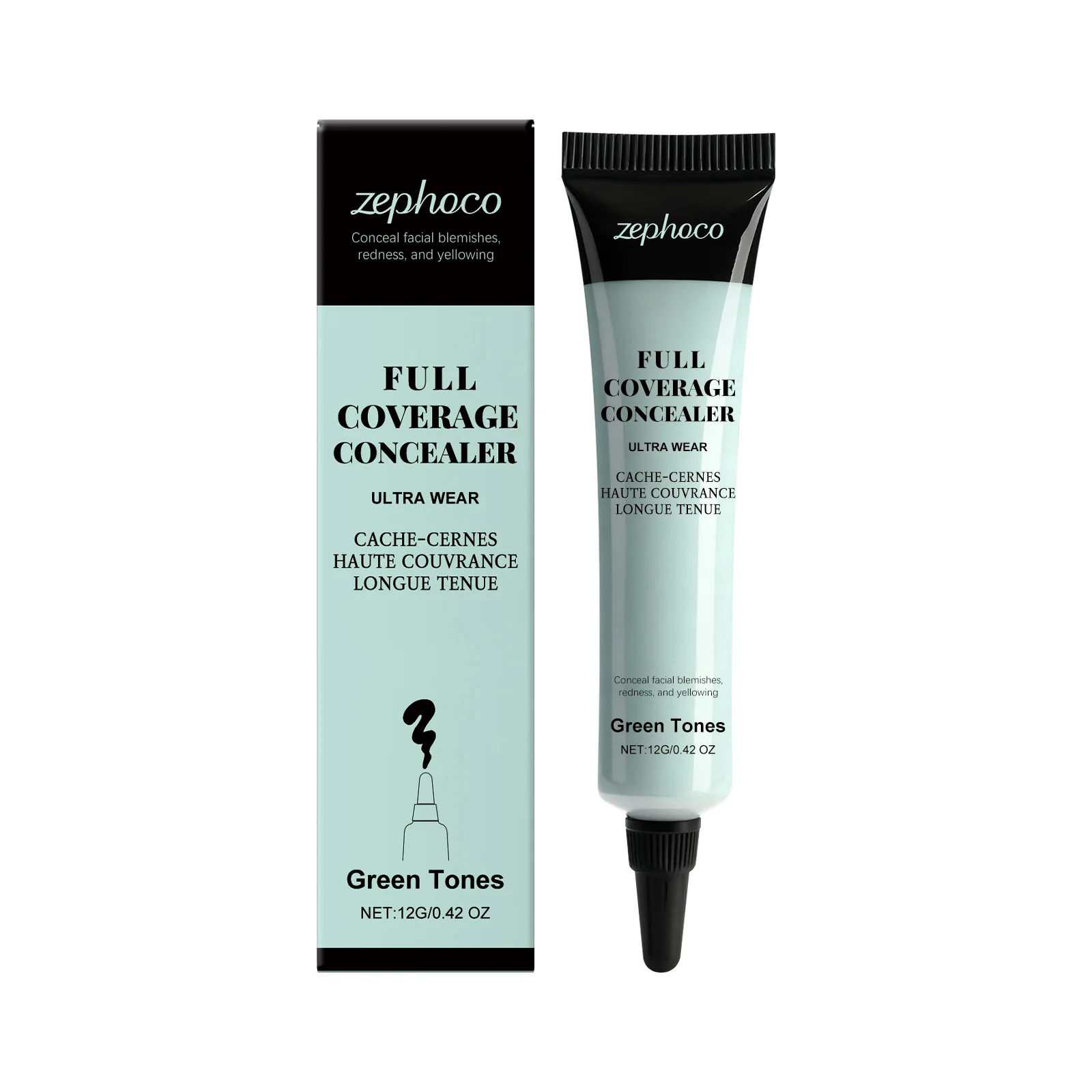 خافي عيوب المكياج الخفيف من زيفوكو (لون أخضر) خافي عيوب شفاف خفيف وتعديل خاضع