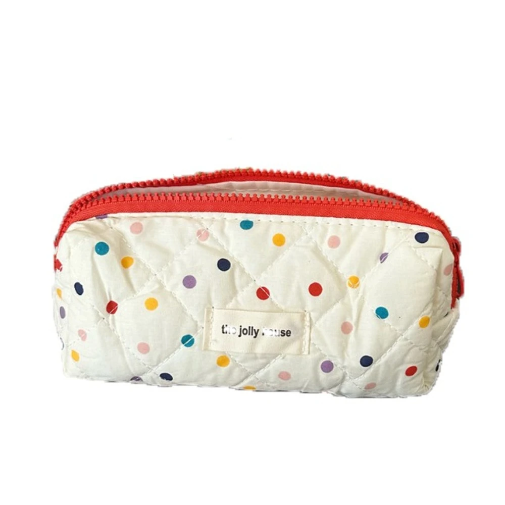 Tas pensil bunga kanvas portabel, tas penyimpanan Makeup pelajar kapasitas besar, tempat pensil alat tulis kantor