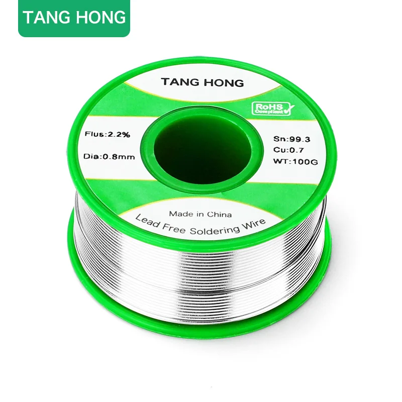 TANGHONG Lead-Free Solder Wire Sn99.3Cu0.7 Soldering Iron repair Welding Containing Rosin Tin Wire 50g 100g 0.5 0.6 0.8 1.0mm