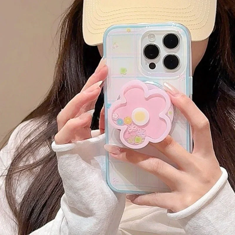 

Милый мультяшный зыбучий песок встряхивающий цветок для Magsafe Griptok, держатель для телефона, подставка для кольца на палец, поддержка IPhone 17 16, кронштейн для девочек