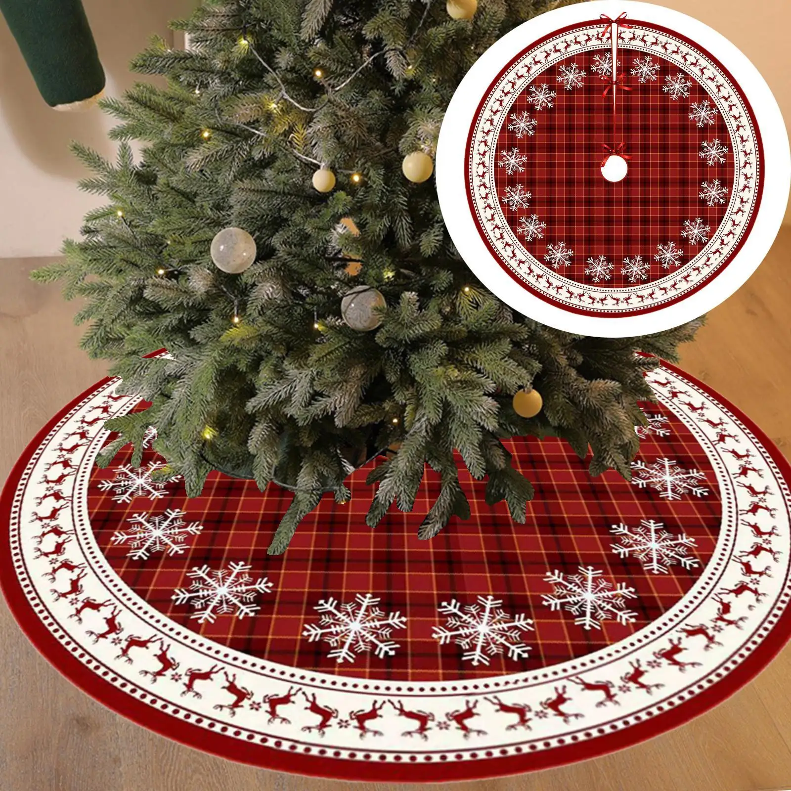 35inch Christmas Tree Skirt,Xmas Tree Base Cover Christmas Tree Decoration Home Gift Winter Holiday Tree Mat for Living Room