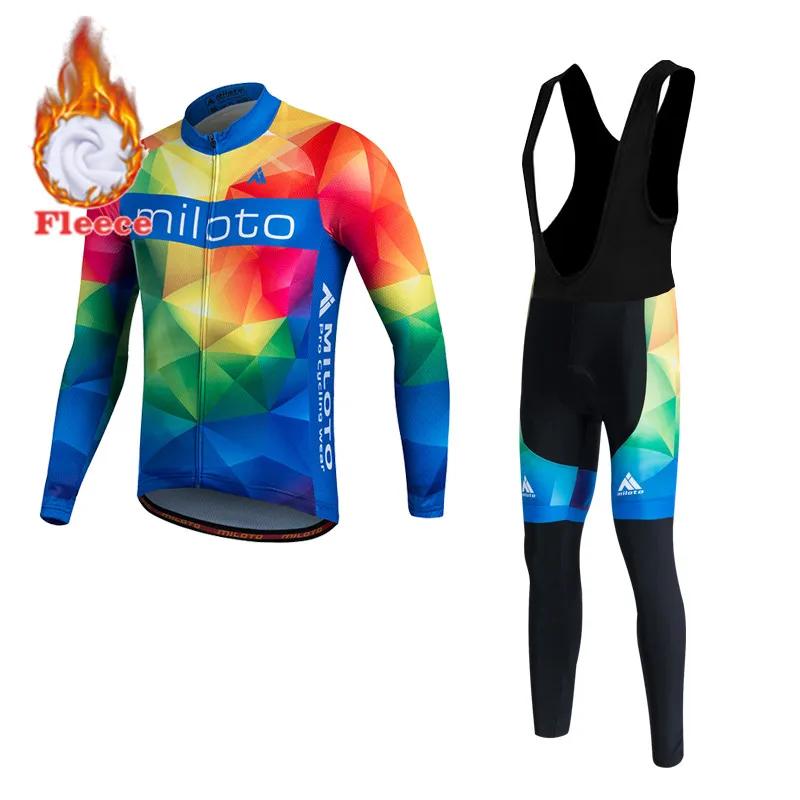 

MILOTO-Long Racing Cycling Jersey Set for Men, Thermal Fleece, Mountain Bike Clothes, Winter Wear, Clothing, 2022