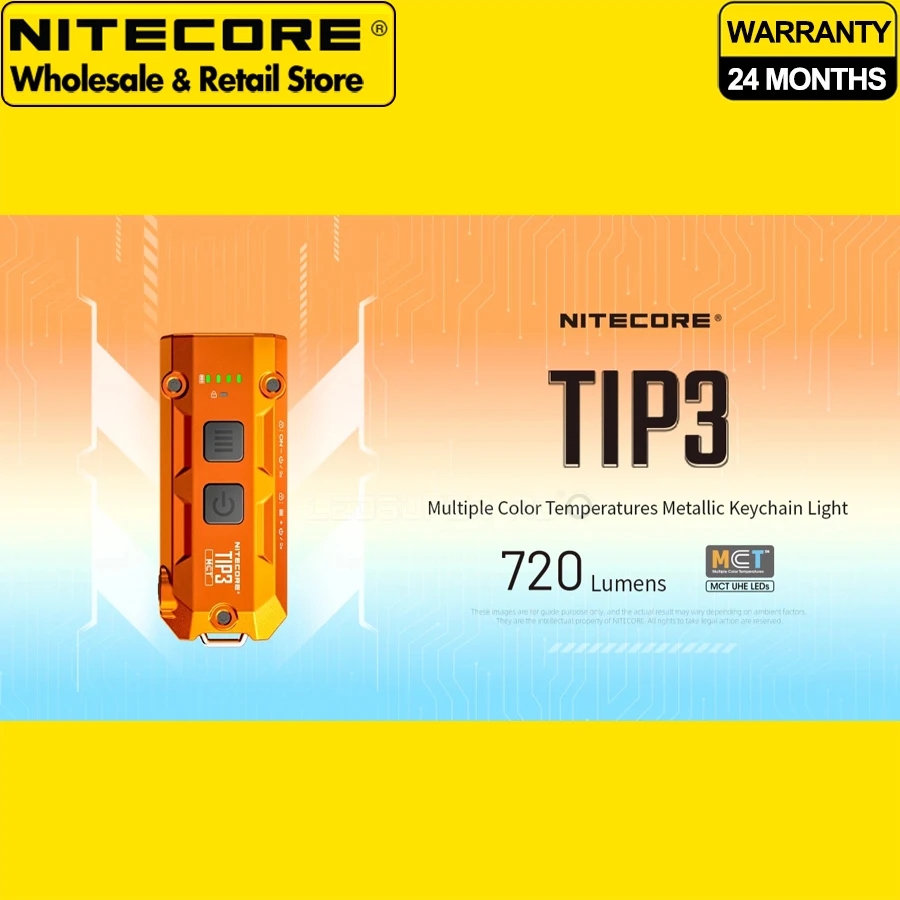 

Multiple Color Temperatures NITECORE TIP3 Metallic EDC Keychain Light USB-C Rechargeable Mini Flashlight 30g Ultra Lightweight