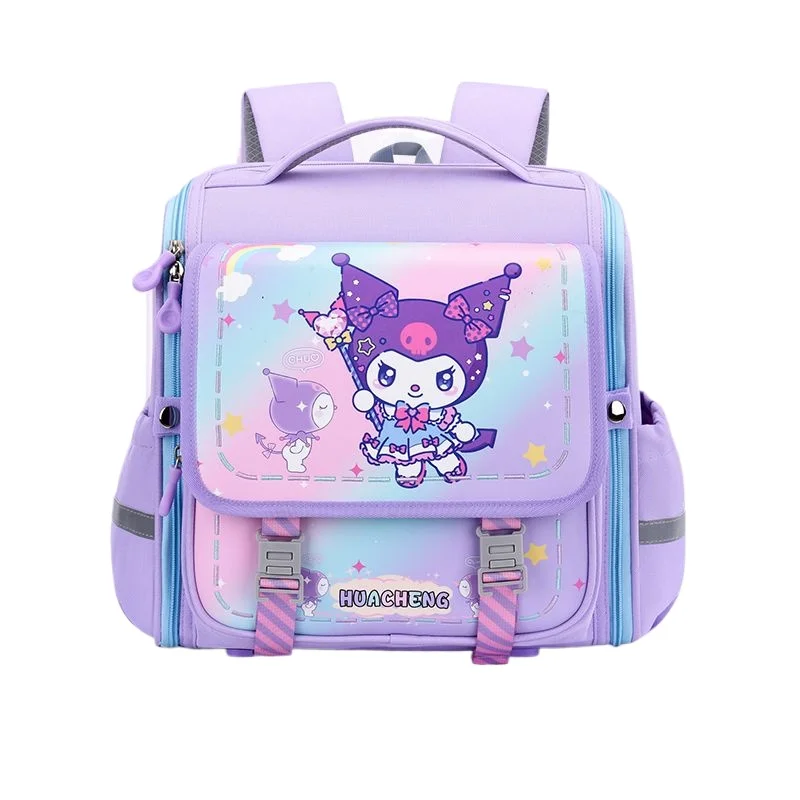 

Sanrio Kuromi School Backpack for Primary School Student Waterproof Lightweight Spine Protection Bookbag with Reflective Strips