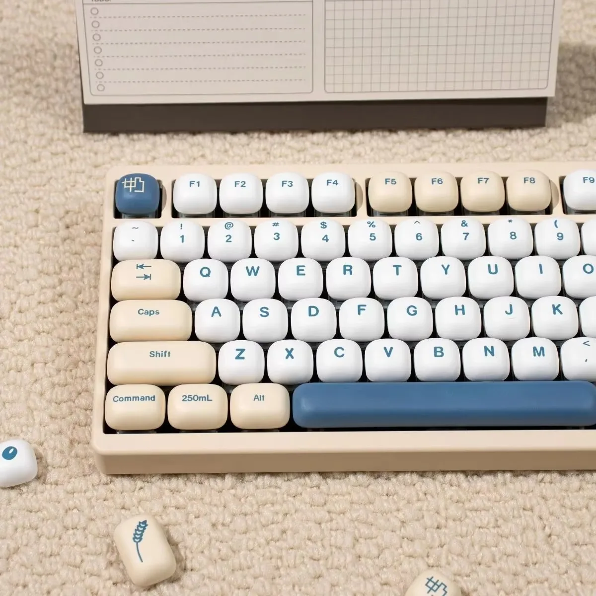MOG soy milk magnetic axis mechanical keyboard keycap round and cute PBT hot sublimation adaptation Wooting Made68 etc