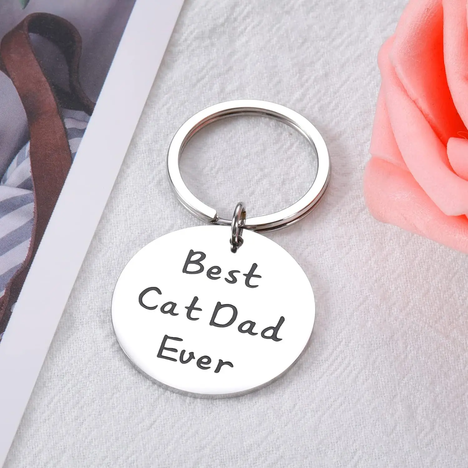 Best Cat Dad Ever stainless steel  key chains