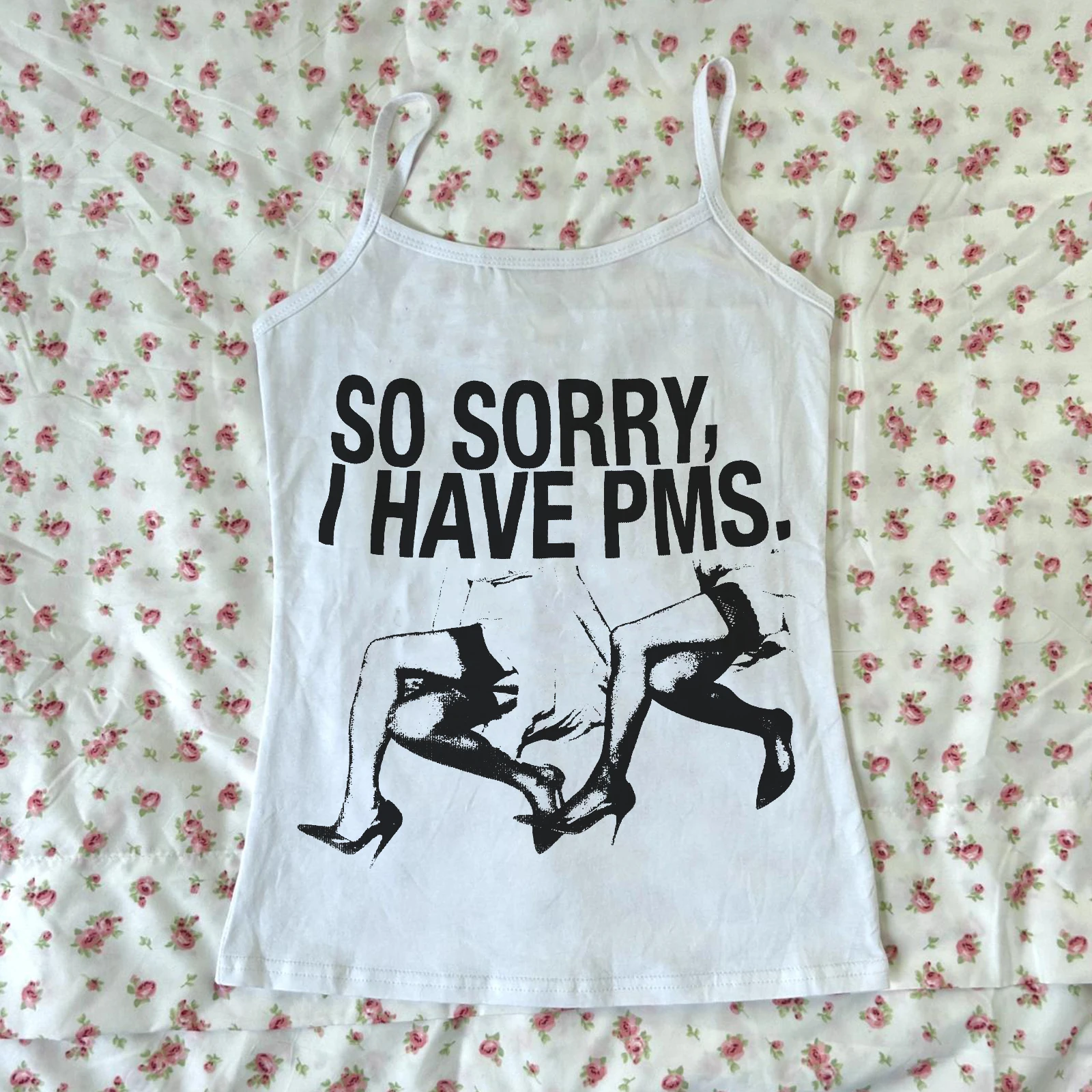 Y2K Punk Retro Harajuku T-Shirt Damen Street Gothic Müll weiß Hosenträger sexy Mode Emo ästhetische Kurzarm Y2K Weste