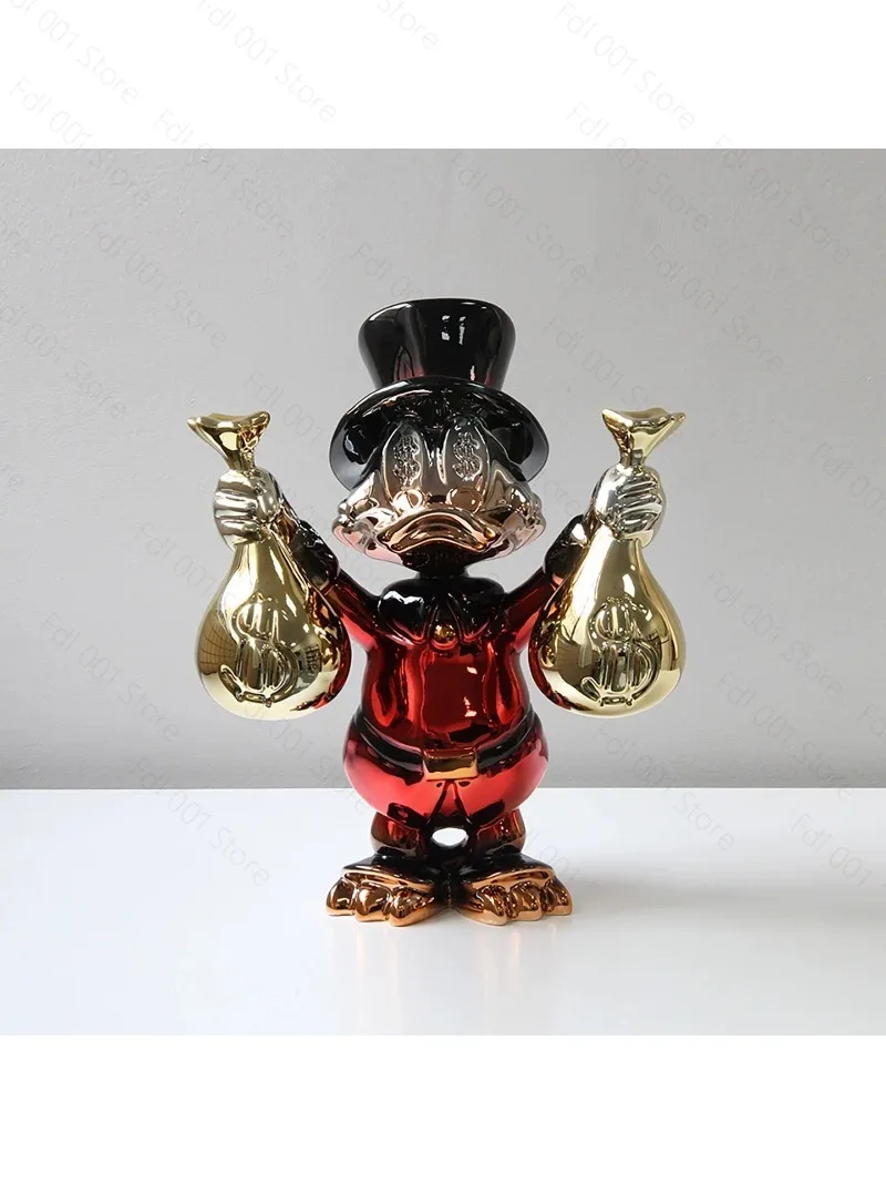 Minimalist Home Decor Resin Figurines for Indoor Living Room, Trendy Toy Mickey & Donald Duck Ornaments