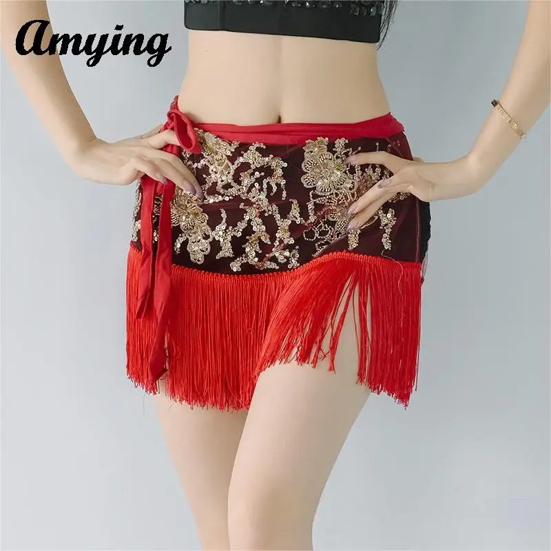 

New Belly Dance Tassel Hip Scarf Adjustable Performances Wrap Hip Scarf Indian Dance Training Suit Women Carnival Scarf Skirt