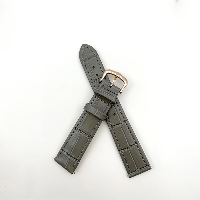 Watch Strap Cowhide Leather Thin And Soft For TANK/SOLO/MUST/SANTOS Watch Band Quick Release Easy To Install Watch Bracelet Gray