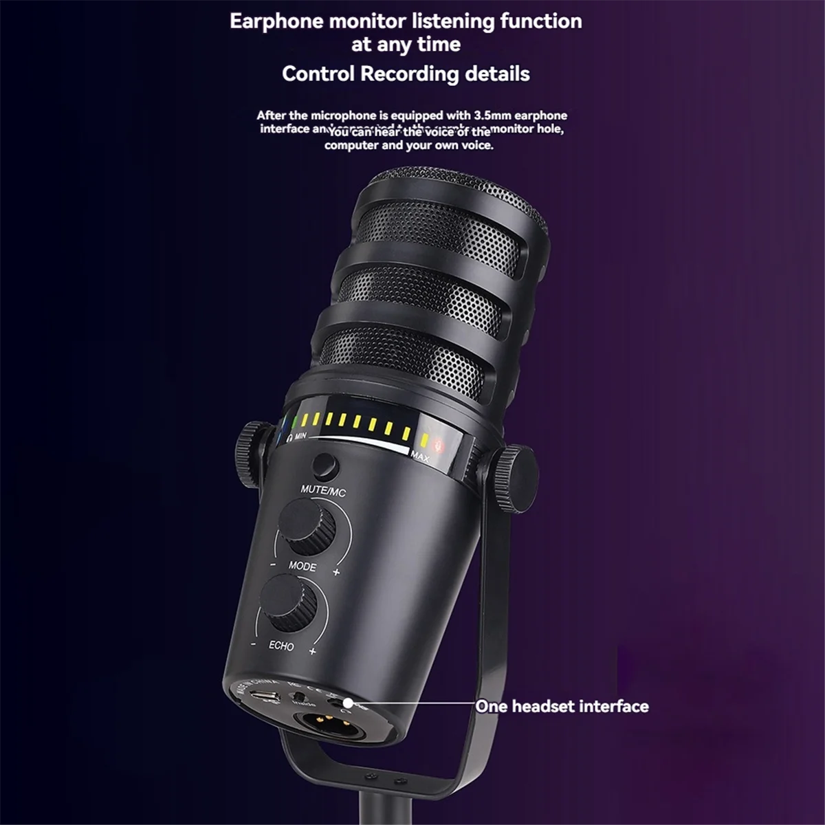 Metal USB/XLR Dynamic Wired Microphone MIC MV7 Microphone for Podcasting Recording Live Streaming Gaming&A22K