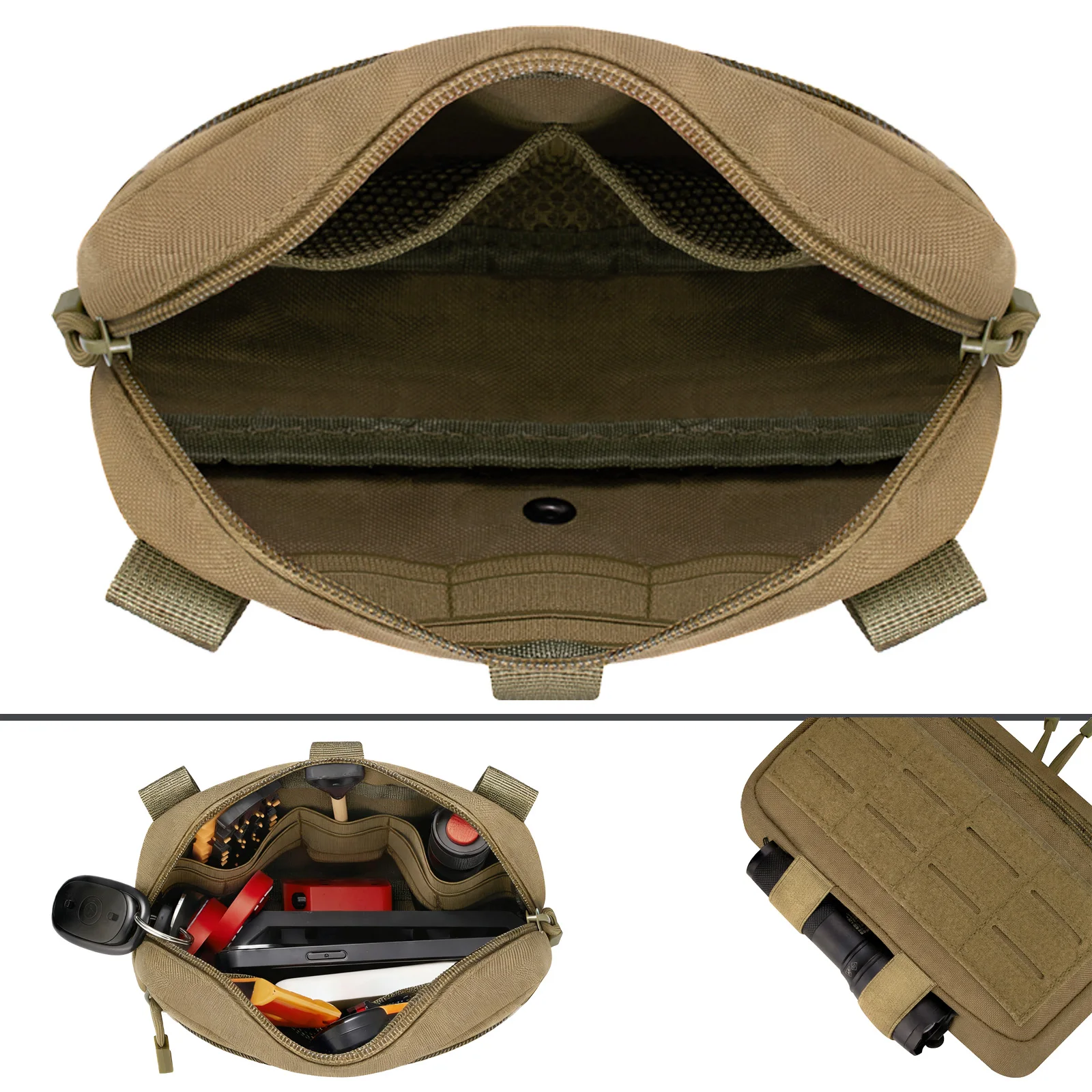 حزمة الخصر التكتيكية EDC - حقيبة أدوات الإسعافات الأولية MOLLE للهاتف الخلوي مع سلاسل المفاتيح