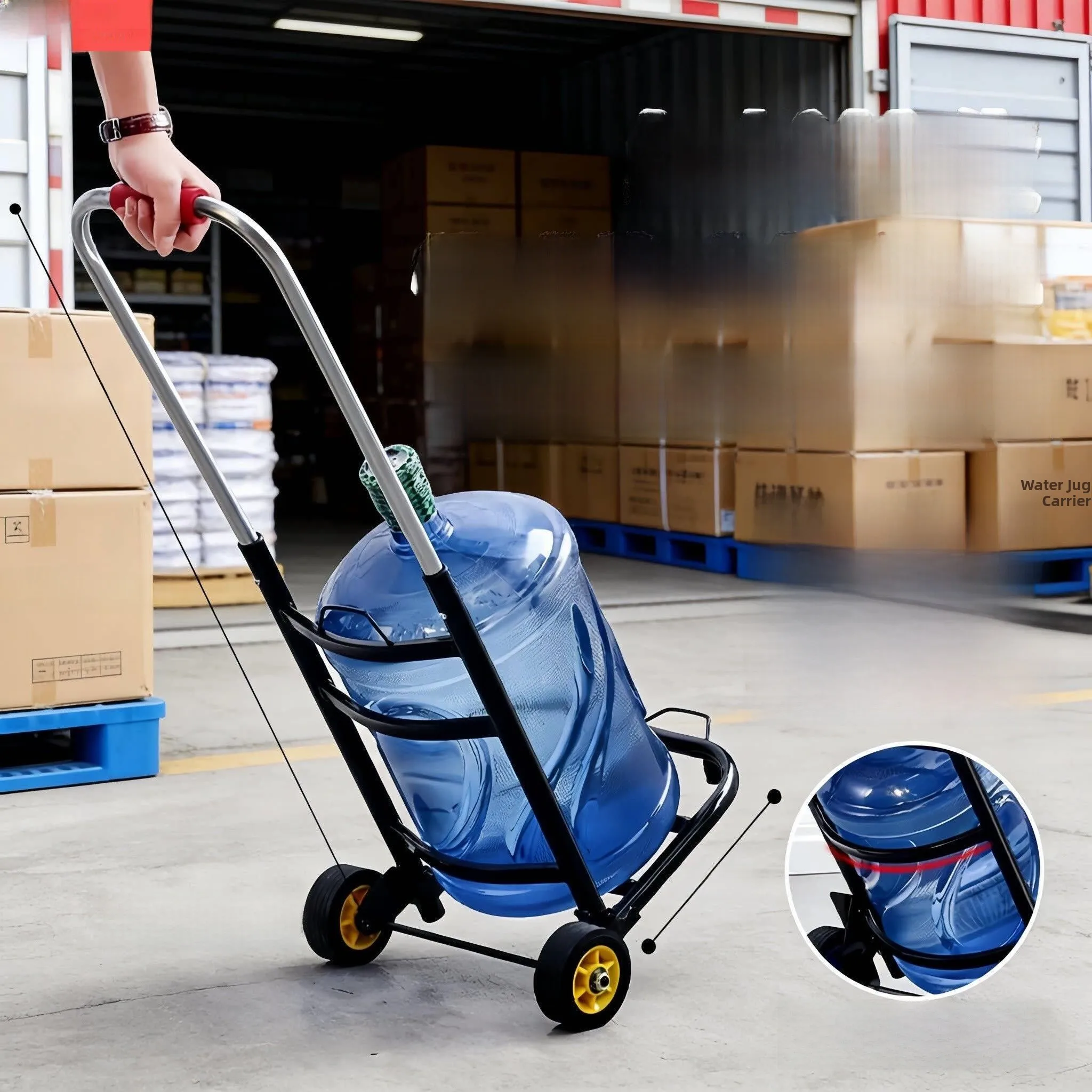 

Hand-Pulled Miniature Water Bucket Moving Cart for Pure Water Barrel Storage Stainless Steel Portable Shopping Cart
