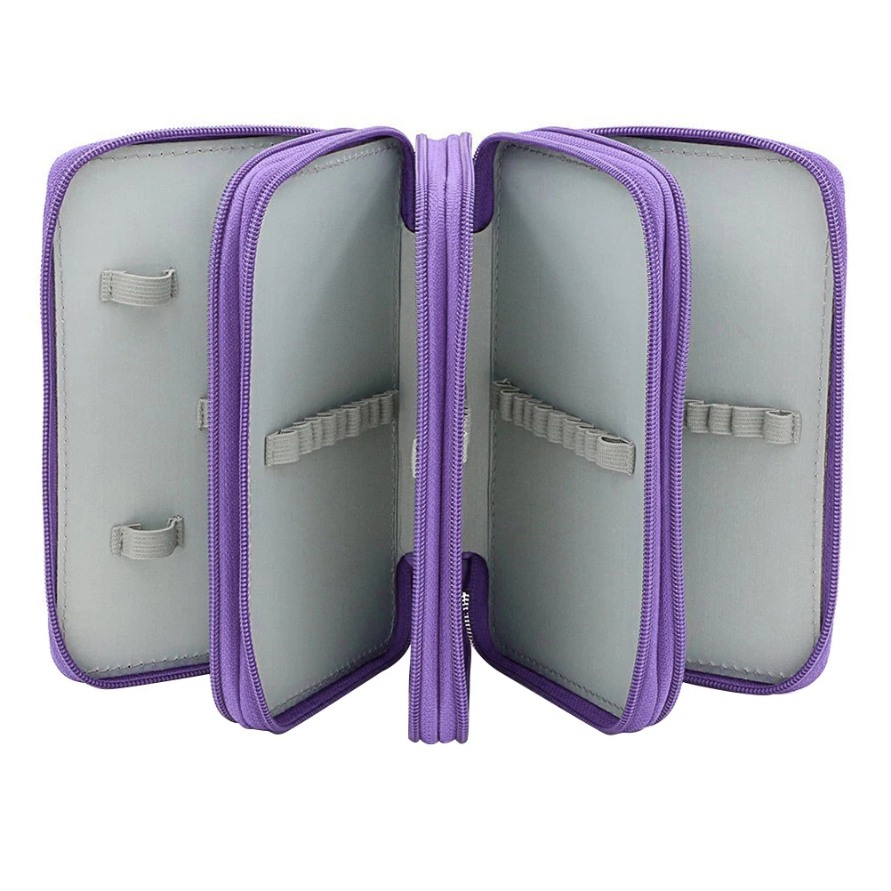 Estuche para lápices para niños con 72 ranuras y Vierer Federmaeppchen Purple Stifte Organizermappe Student