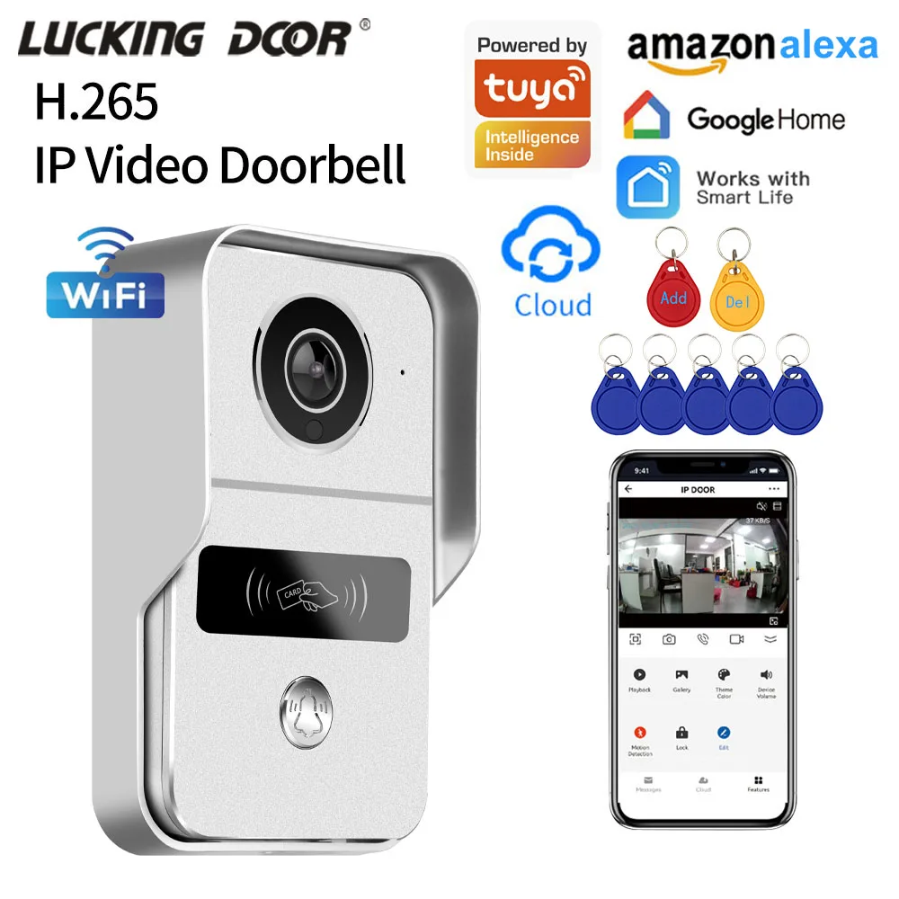 Tuya App 2.4G Wifi Wireless 1080P HD Video Doorbell Doorphone Villa Intercom Remote Door Lock Unlock Module 12V POE Connection