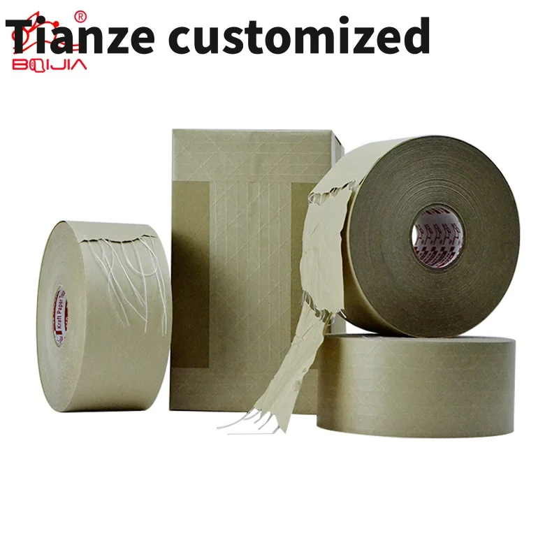 10 pieces.custom.Custom eco-friendly degradable reinforce activated gume kraft paper packaging transport tape