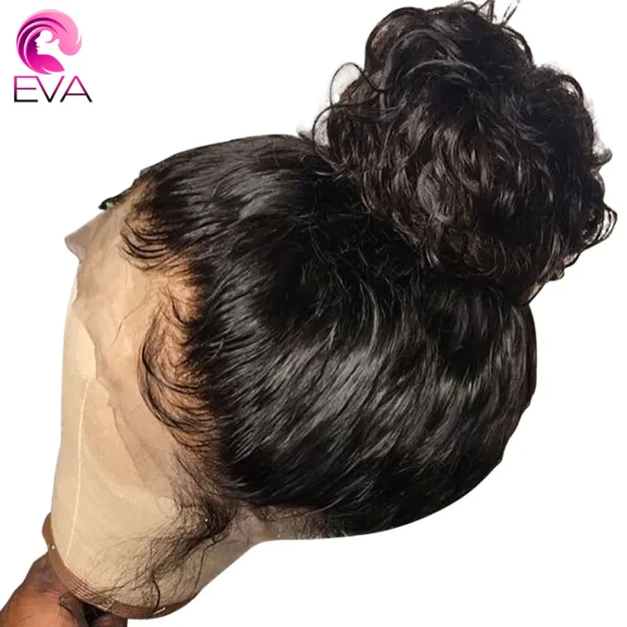 Eva 13x6 Lace Front Human Hair Wig 360 Transparent Lace Frontal Wig Curly Pre Plucked Bleached Knots Brazilian Human Hair Wigs