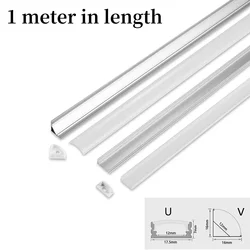 Support de canal de profil d'infraction d'angle en forme de U/V, barre lumineuse à LED, lampe sous armoire, Cisco de cuisine, 1m, troupe 10-100 pièces par lot