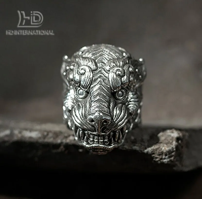 925 sterling silver tiger ring, wild cat animal ring, cute tiger ring, tiger ring, men's ring - handmade