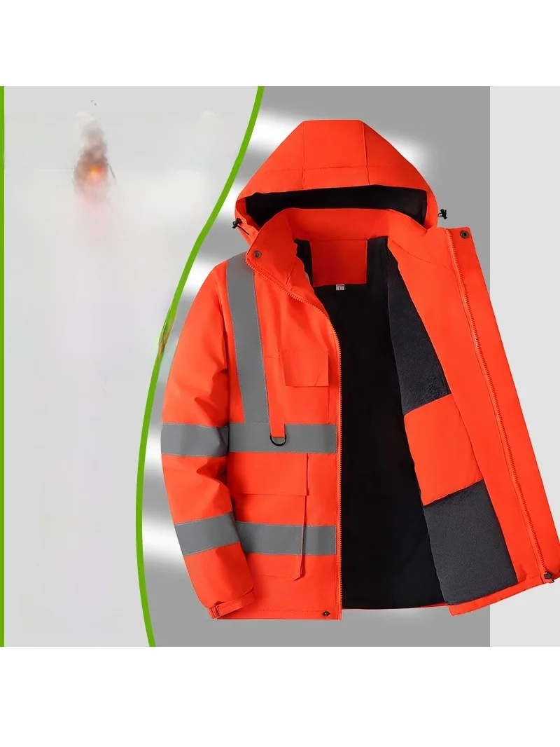 

Thiened Winter Jaet Men's Cotton Workwear Coat Warmth Extra Large Size Fce Lined Cold Proof Winter Clothes