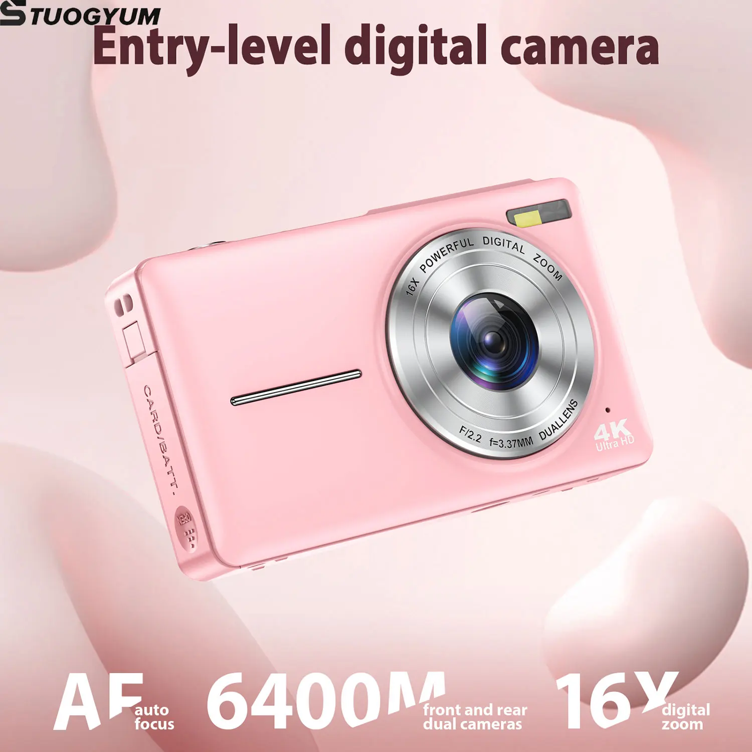 4K 16X Digital Zoom CCD 64MP Vlog Video Recorder YouTube Dual lenses With Flash Compact Digital Photography Camera DC413.