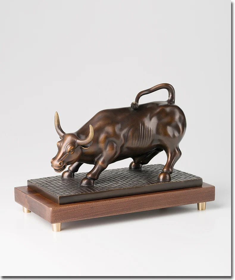 

5A Financial stock market HOME Company office bring Good luck money Wall Street Bull High grade decorative art Bronze statue