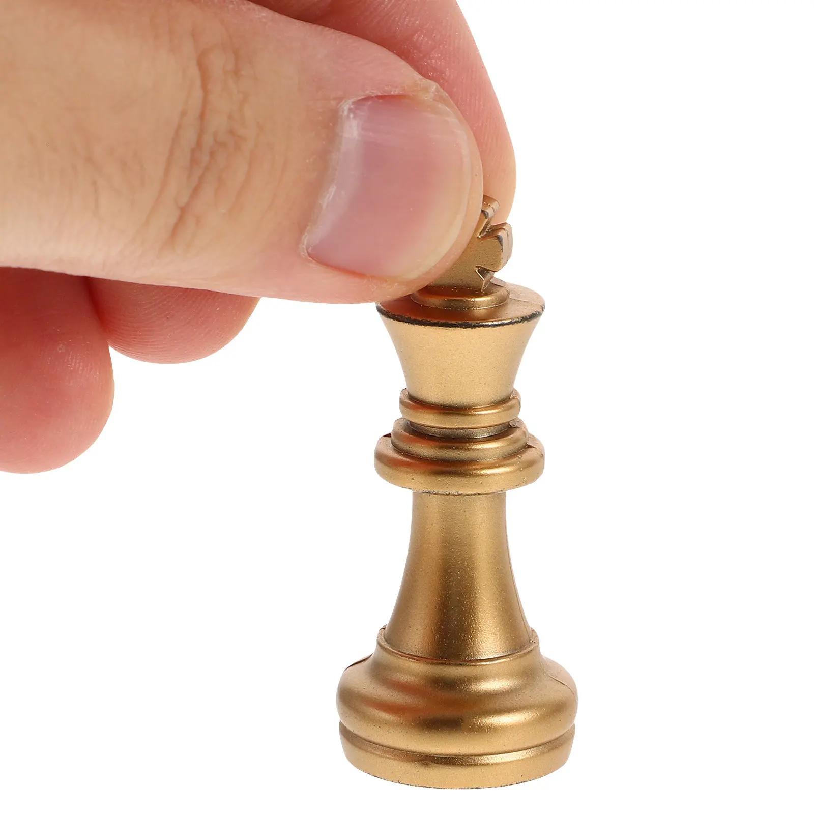 

1 Set Electroplated Gold Plastic Chess Pieces Replacement Lightweight Portable International Board Game Party Chess Pieces