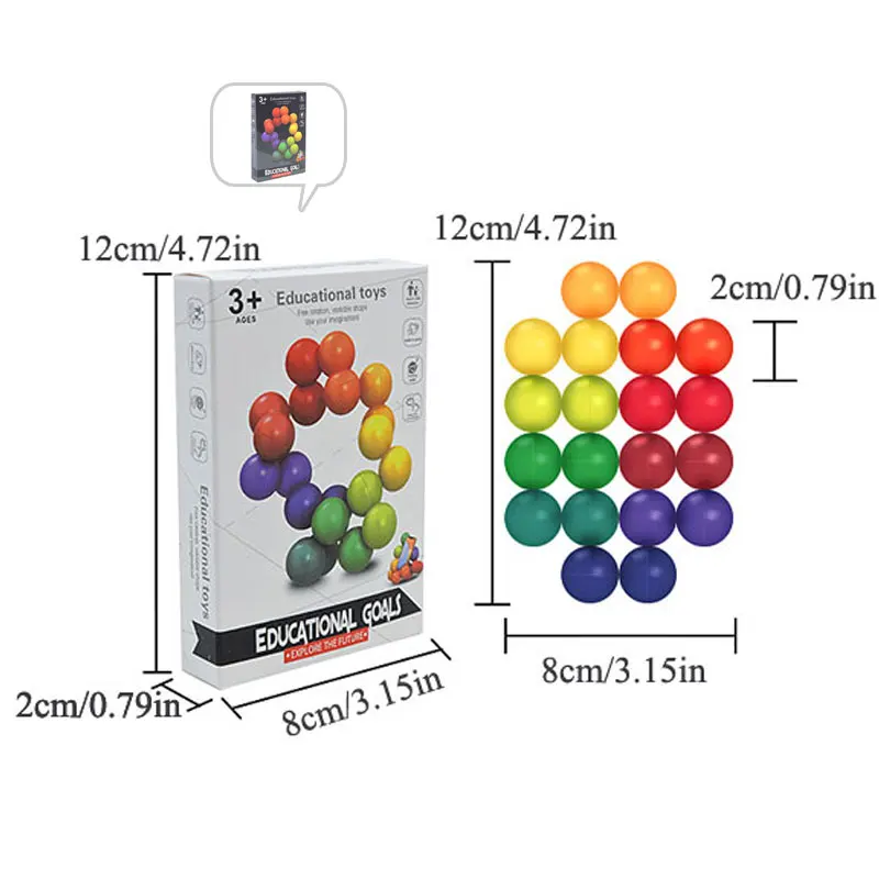 Zabawka antystresowa Edukacyjna Kolorowa Kulka Puzzle 3D Gra Montessori Dopasowywanie Kształtów Zabawka dla Dzieci Trening Sensoryczny Prezent dla Dzieci i Dorosłych