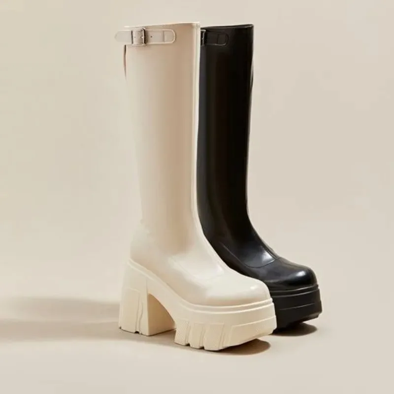 

Женские сапоги для верховой езды, новинка 2023 года, женские римские сапоги на платформе и высоком каблуке, женские высокие сапоги 11 см