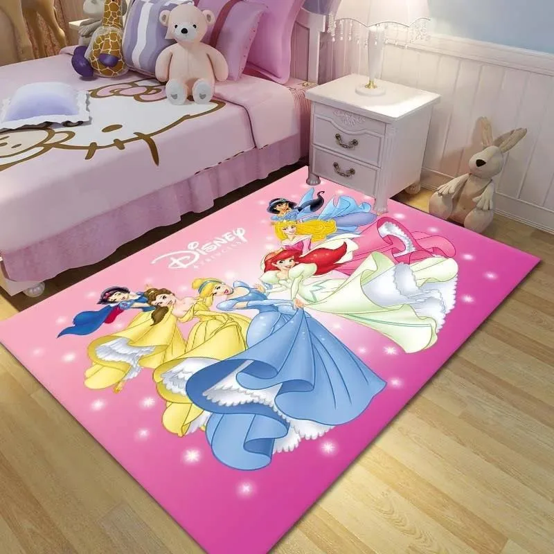 MINISO Disney Princess Pattern Kids Bedroom Bedside Carpet Non Slip Soft Floor Mats Sofa Coffee Table Area Rugs for Home Decor