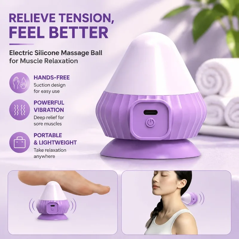 Electric Suction Vibration Fascia Ball Hands-free Deep Tissue Massager Portable Adsorbable Massage Device Relieve Soreness