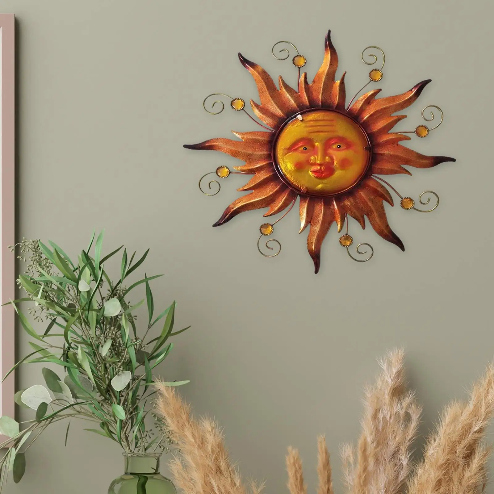 Sun Face Wall Art Decor Housewarming Gift for Living Room Farmhouse