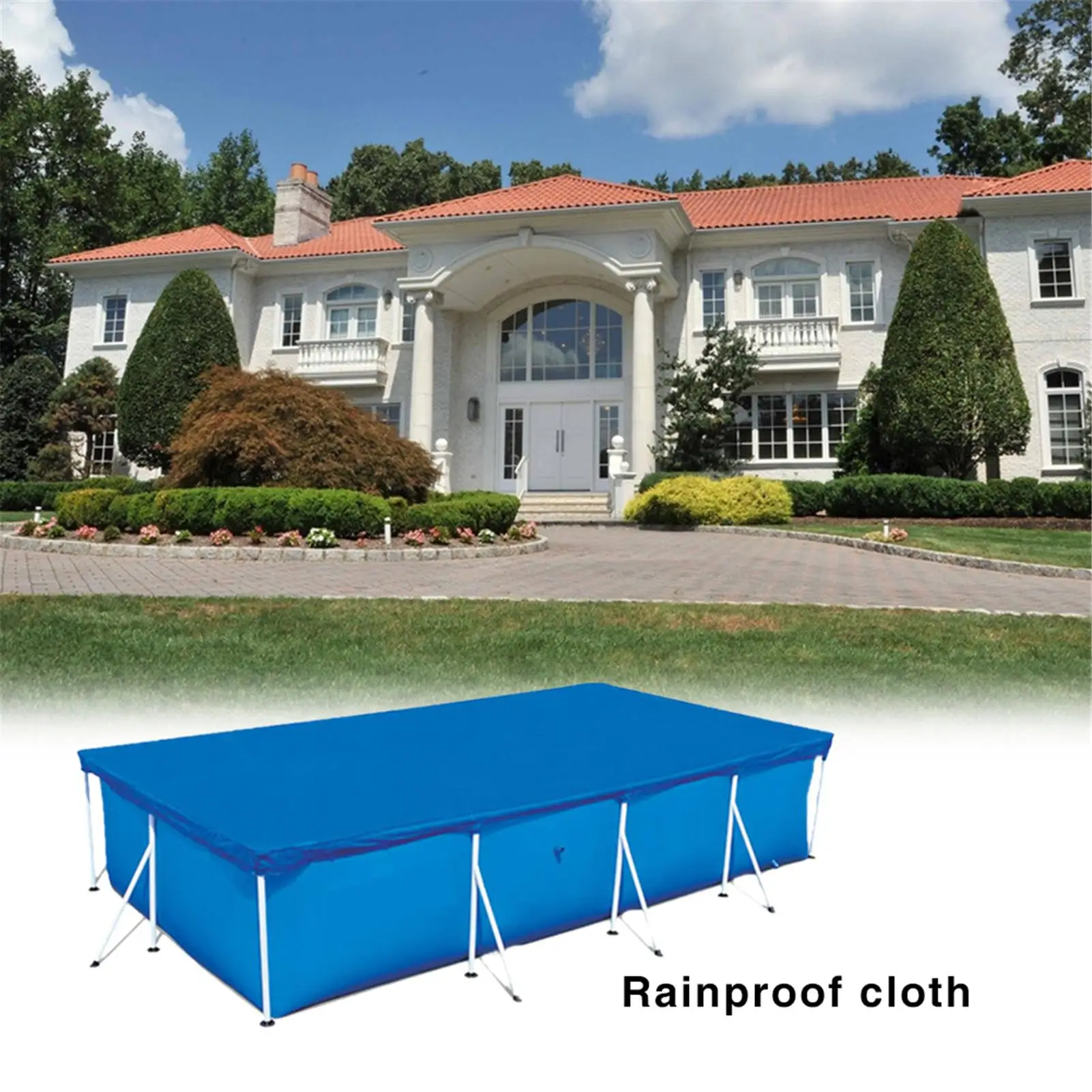 Swimming Pool Cover Outdoor Rectangular Dustproof Outdoor Pool Tub Blanket Pool Accessories 3 Size