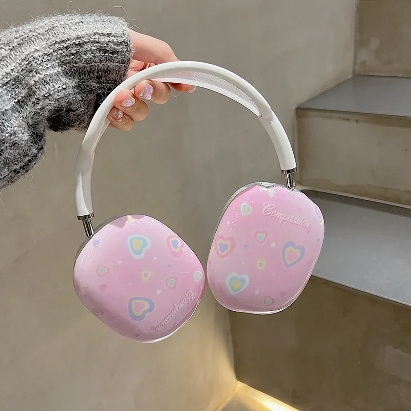 Y2K Airpods Max Headphones Case Cover Cute Heart Customized Airpods Cases Fashion Pink Headphones Accessories Decoration Gifts