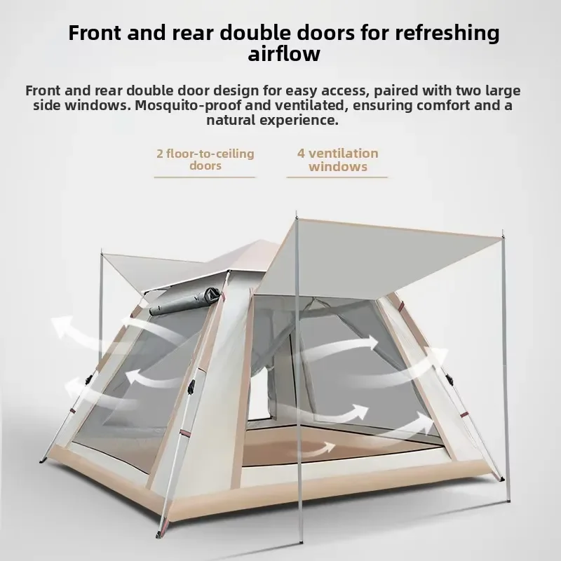 Large Family Camping Tent 5-8 Person Waterproof Oxford Cloth Outdoor Hiking Shelter Two Bedroom One Living Room Portable Tent