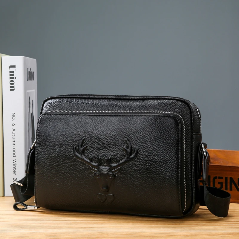 

High Quality Genuine Leather Men Bags Natural Cowskin Men Messenger Bag Vintage Men's Cowhide Shoulder Crossbody Bag Phone Bag