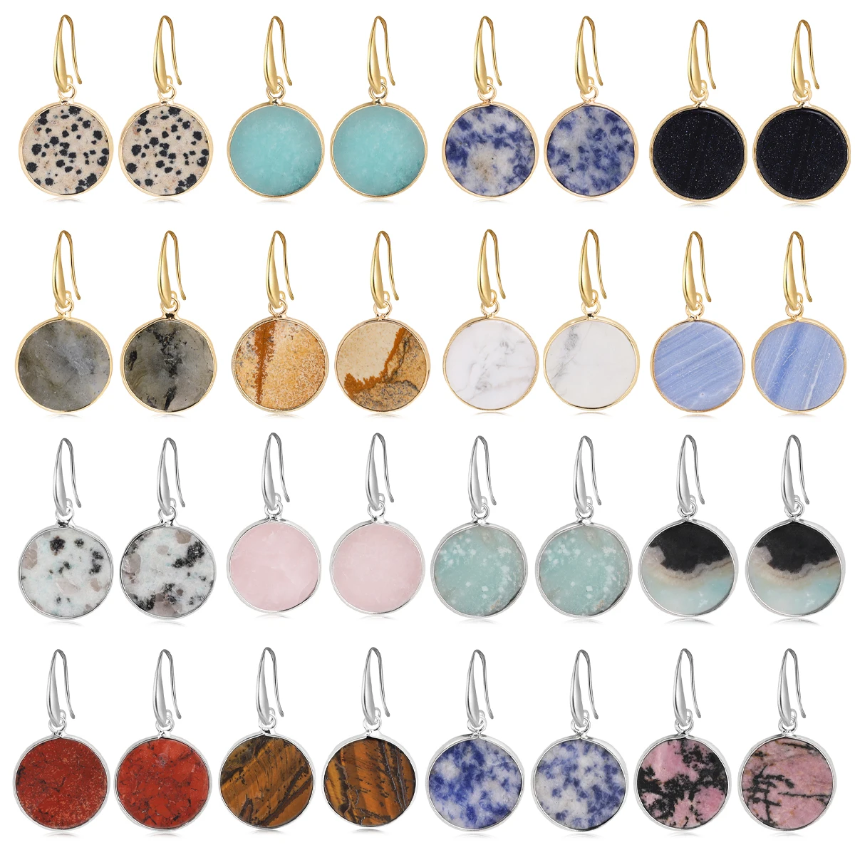 

Women's Earrings Natural Stone Round Earrings Fashionable Simple And Versatile Temperament Earrings Jewelry Gifts