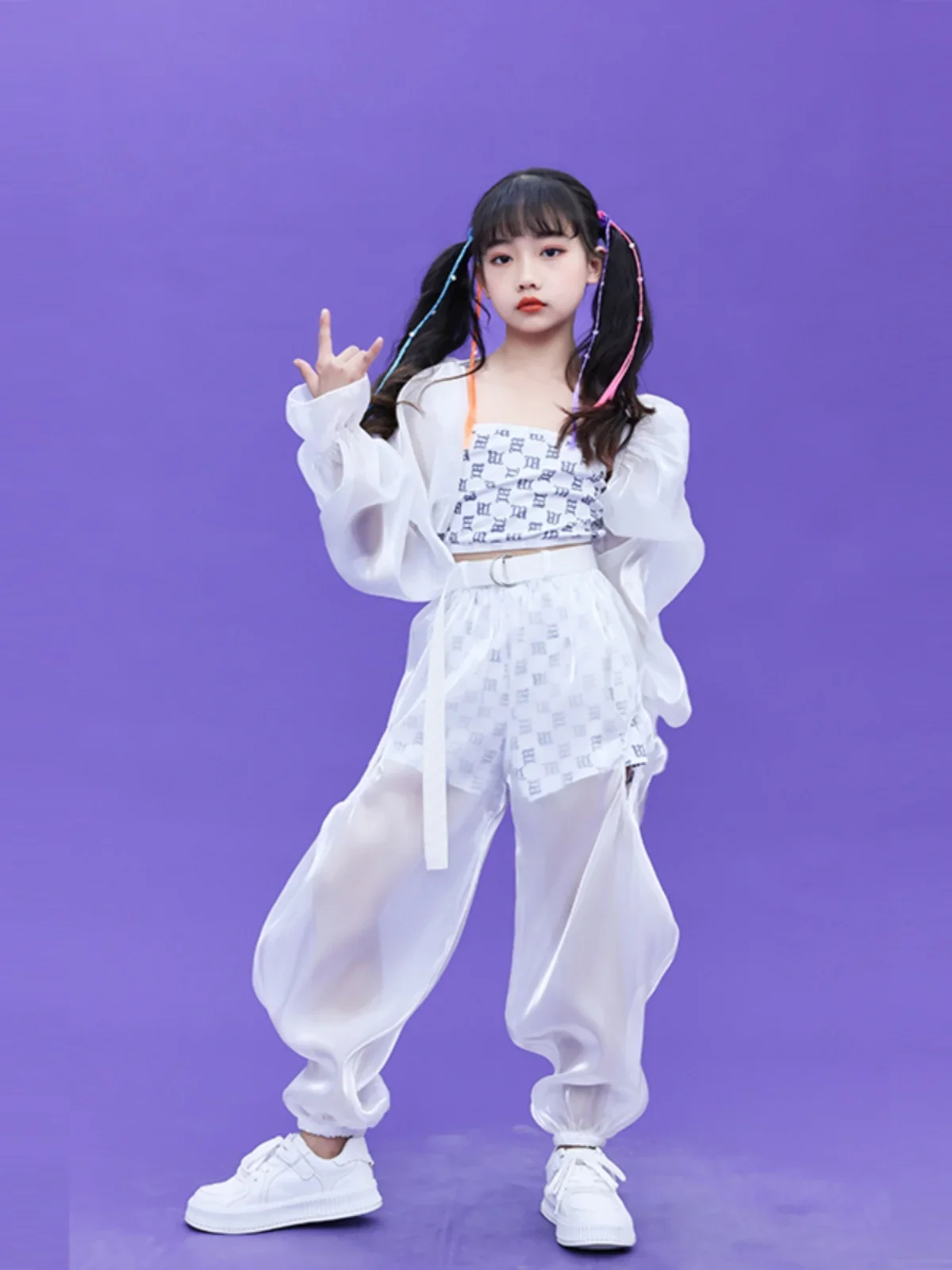Kids Hip-hop Y2K Jazz Street Modern Dance Costume Girls Stage Modeling Runway Clothes Tide Cool Performance Clothes for Children