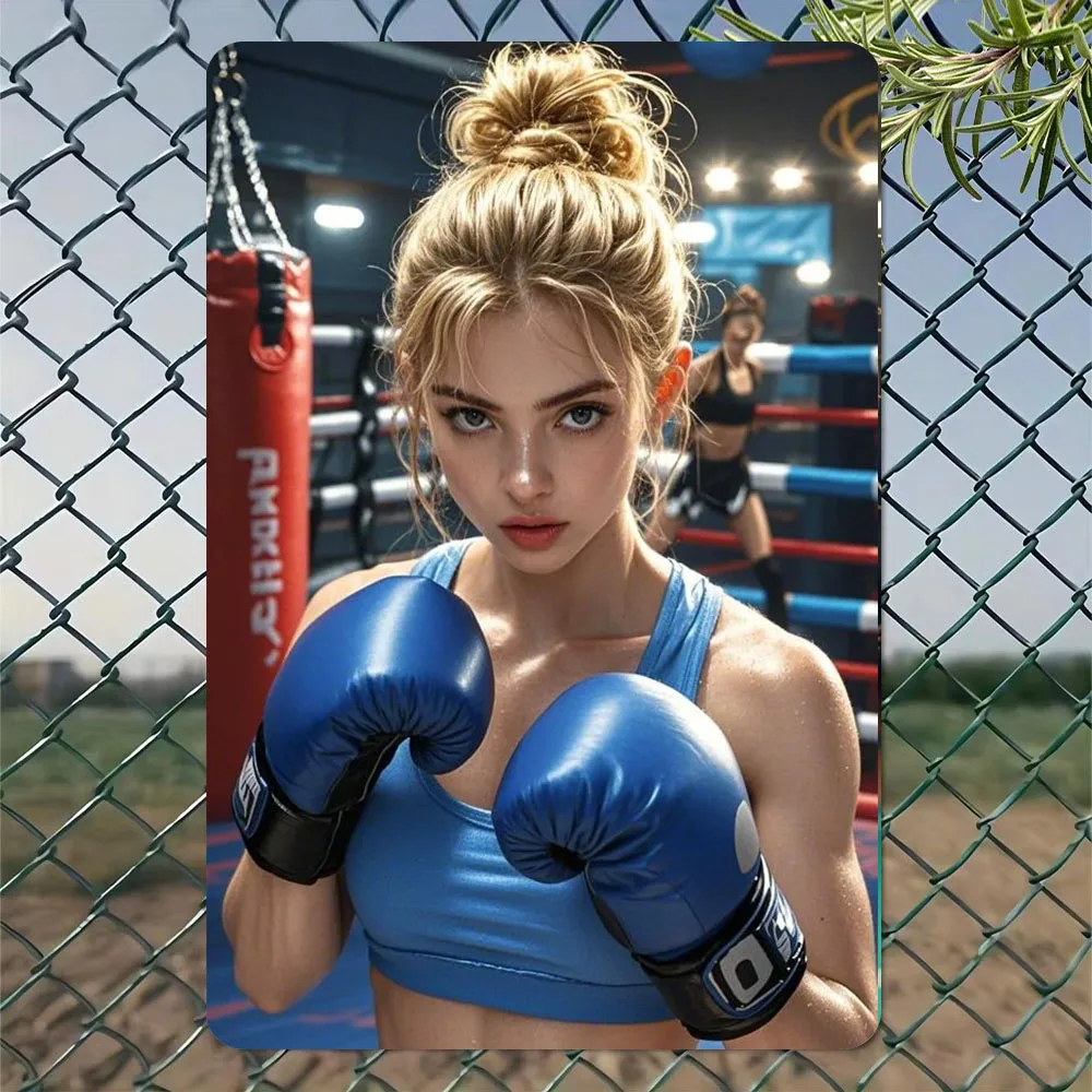 

Korean Women Fitness Metal Sign Art Poster for Wall Home Office Decor