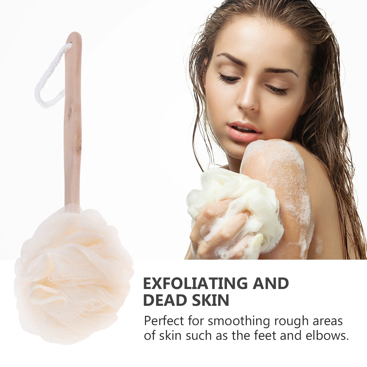 

Exfoliating Sponge Brush Loofah Mesh Bath Scrubber Long Handle Soft Puff Shower Bathroom Sponge Foot Cleaner