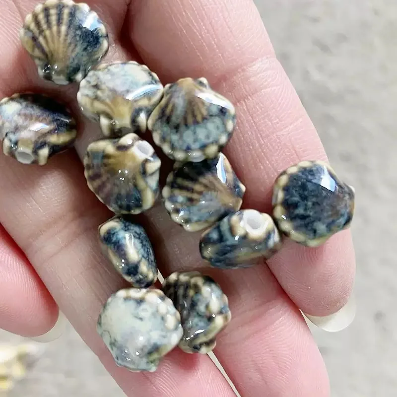 10PCS Small Scallop Shell Ceramic Beads for DIY Jewelry Making Pendant Accessory Bracelet Material Scattered Design
